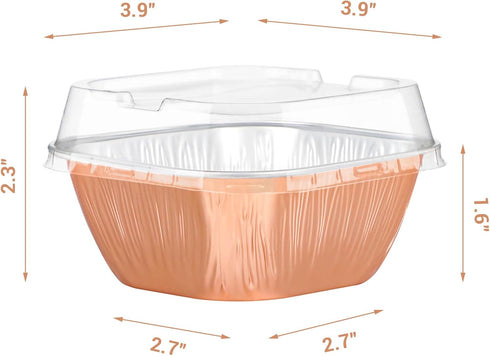 EUSOAR Foil Ramekins, 8oz 50pcs Aluminum Foil Baking Cups with Lids, Creme Brulee Ramekins Muffin Cups Disposable, Mini Cake loaf Bread Containers Pans Flan with Lids for Party Favor Birthday by EUSOAR