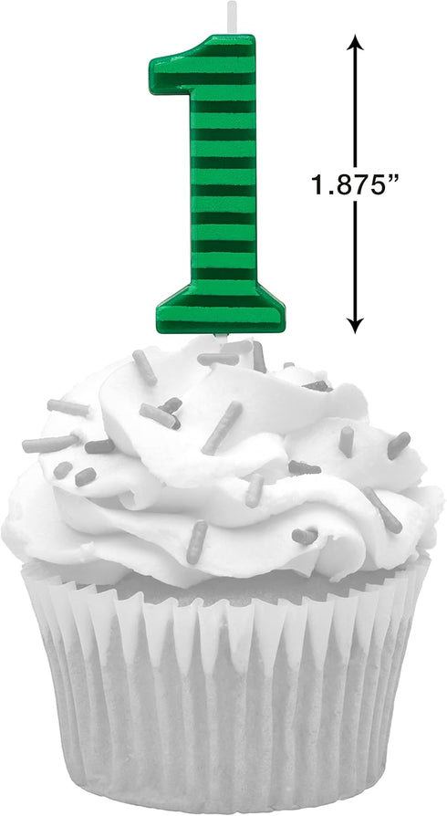 Papyrus Number 1 Birthday Candle, Green Stripes, 1-Count