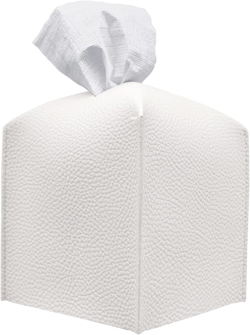 Carrotez Tissue Box Cover, Modern PU Leather Square Holder for Bathroom Vanity, Night Stands, Office Desk & Car,
