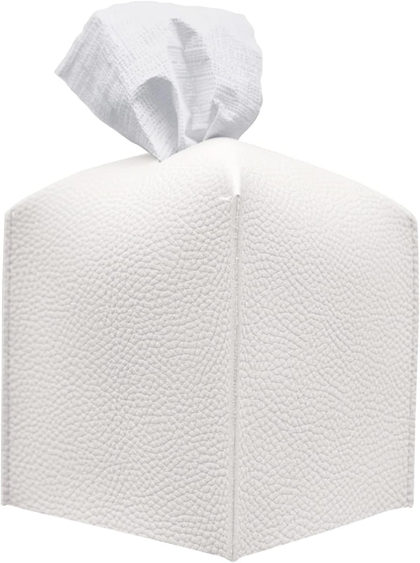 Carrotez Tissue Box Cover, Modern PU Leather Square Holder for Bathroom Vanity, Night Stands, Office Desk & Car,