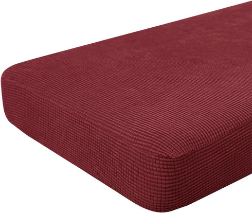 Hokway Stretch Cushion Covers for Sofa Seat - Christmas Wine Red Cushion Protector (Medium)