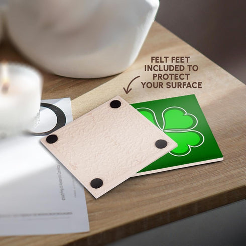 3dRose Lucky Green Shamrock - Ceramic Tile Coasters, Set of 4