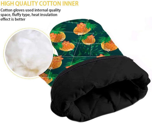 Dellukee Oven Mitt and Pot Holder Set, Christmas Trees Print Heat Resistant Kitchen Gloves for Baking Cooking