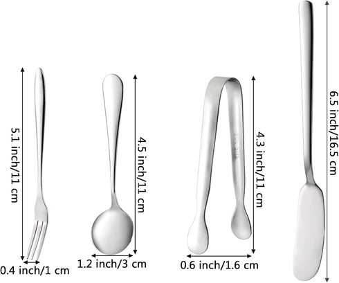 Suwimut 32 Pieces Cheese Butter Spreader Knives Set, Charcuterie Accessories Stainless Steel Cheese Spreader Knives, Mini Serving Tongs, Spoons and Forks for Butter Cheese Jam Appetizer Pastry Making