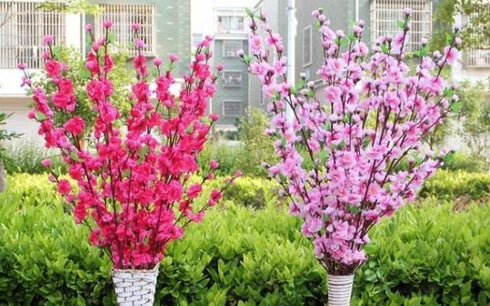 Rikyo 100 Artificial Silk Cherry Blossom Flower Heads Spring Fake Plum Blossom Peach Blossom,Vase Fillers,Corsages