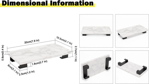 Bathroom Vanity Tray, Toilet Tank Tray, White Marble Tray, Kitchen Soap Tray, Luxurious Small Display Tray for Dessert Coffee Tea Bottle Plant, Table/Countertop Accessories (Black, 7.8 Inch) by Winmien