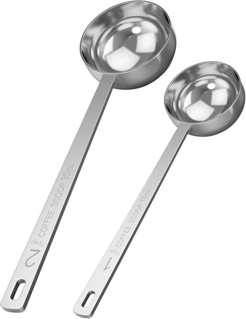 Orblue Premium Coffee Scoop Set - 1 Tbsp (15ml) & 2 Tbsp (30ml) Measuring Tablespoon, Pack of 2
