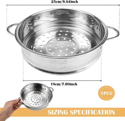 Stainless Steel Steamer Pot 7 Inches Round Cooking Rack Food Steamer Basket Insert for Kitchen Dim Sum Dumplings Bun(18cm) by LNQ LUNIQI