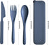 Travel Utensils with Case, 4 Sets Reusable Utensils Set with Case, Wheat Straw Utensils for Lunch Box Accessories, Camping Utensil Set for School Work Lunch or Daily Use by HMDZMR