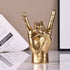 7.7" QIANLING Gold Resin Rock On Hand Gesture Statue - Rock Culture Music Lovers' Decorative Tabletop Sculpture