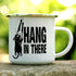 Hang in There Enamel Camping Coffee Mug, Funny Inspirational Motivationl Cat Gift Cup for Friend Coworker Women Men (12oz)
