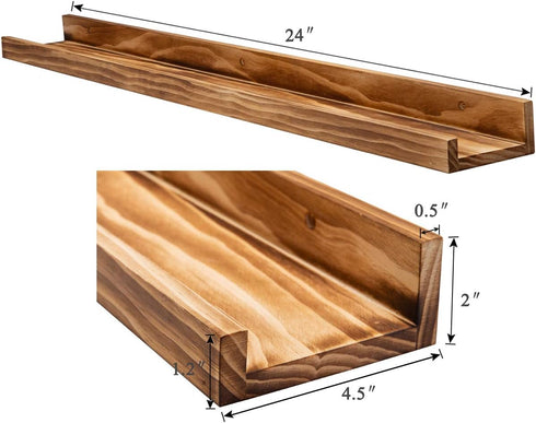 24" Set 2 AZSKY Floating Wall Ledge Shelf Wood Picutre Shelf Wall Mounted Nursery Kids Bookshelf Spice Rack Bathroom