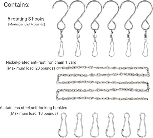 Wind Spinner Hooks for Wind Chimes, Outdoor Ornament Hooks, Swivel Hooks for Hanging Spinners