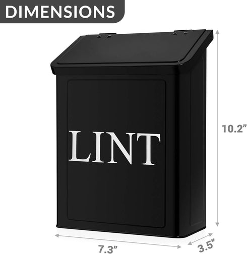 Calindiana Modern Farmhouse Metal Magnetic Lint Bin with Lid for Laundry Room Organization and Storage, Black