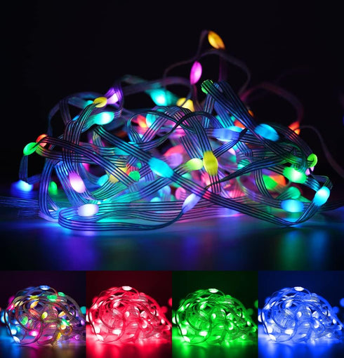 WS2812B 2X32.8FT 200LED DC5V BTF-LIGHTING IC RGB Pebble Pixel Seed String Roll Individual Addressable Chasing Color