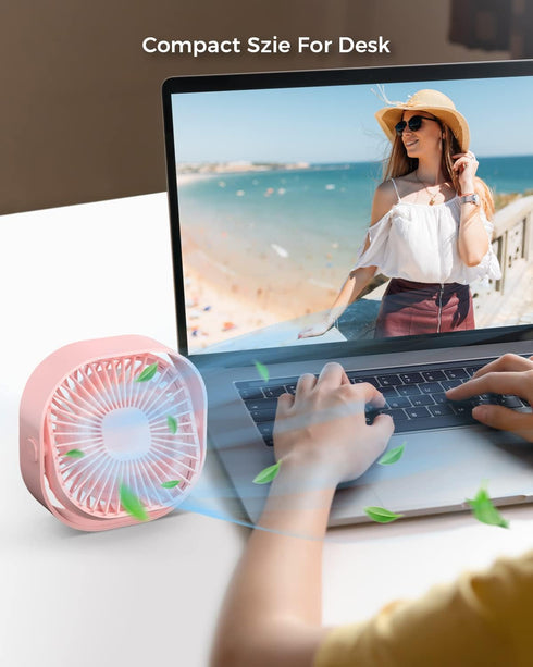 RJVW Small USB Desk Fan, 3 Speeds, 4 inch Portable Table Fan, 360° Rotatable for Home Office & Summer Gift
