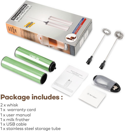 Rechargeable Milk Frother, Electric Coffee Foamer, Handheld Drink Mixer for Latte, Cappuccino, Coffee