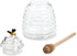 HIC Kitchen Glass Honey Jar with Lid and Honey Dipper, Borosilicate Glass and Beechwood