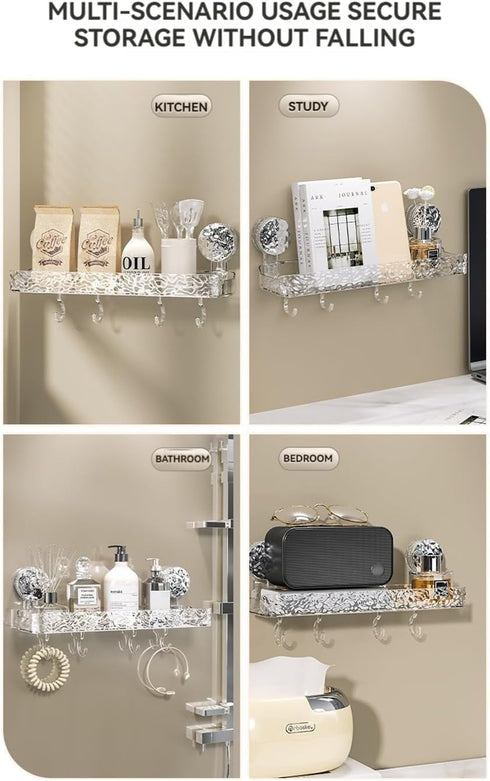 Generic Light Luxury Style Punch-Free Storage Rack, Suction Corner Shower Organizer, Corrugated Suction Cup Storage