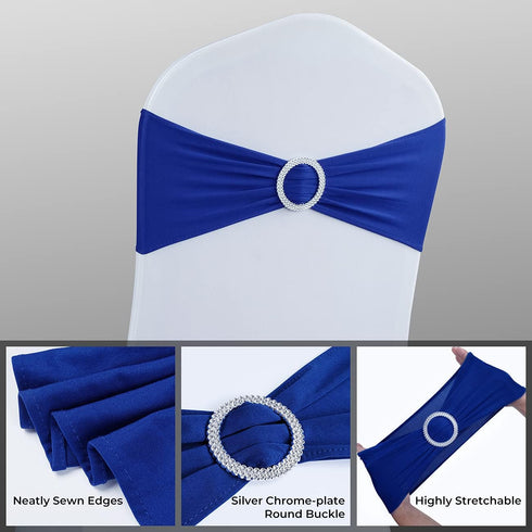 50PCS Spandex Chair Sashes Bows - Babenest Premium Stretch Chair Cover Band with Buckle Slider Universal Elastic Chair
