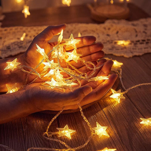 WFGGEH 10ft 20 Star String Lights, LED USB Powered Star Fairy String Lights Warm White for Birthday Party Wedding