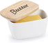 GDCZ Ceramics Butter Dish with Wooden Lid- Large Covered Butter Holder for