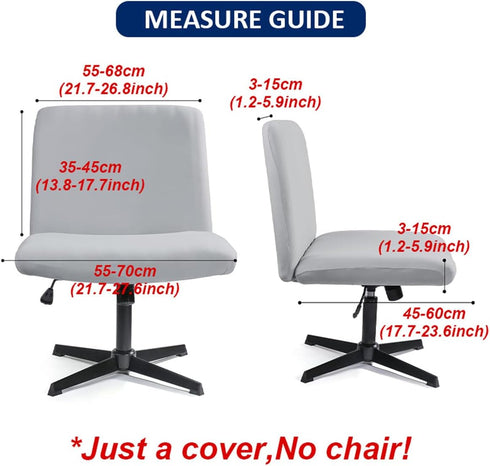Acoolser Armless Chair Slipcover Criss Cross Accent Mid Back Wide Seat Swivel Task Chair Protector Stretch Removable