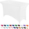 Peomeise 4FT Spandex Table Cover Rectangular Stretch Tablecloth (White, 4FT)