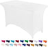 Peomeise 4FT Spandex Table Cover Rectangular Stretch Tablecloth (White, 4FT)