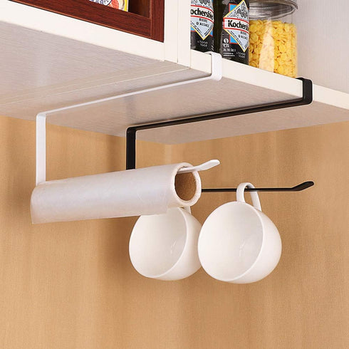 Usmascot Paper Towel Holder Dispenser, Under Cabinet Paper Roll Holders, Hanging Rack for Kitchen Bathroom (White)