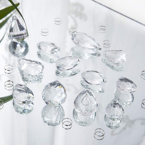Decoration,Pack 12 H&D Clear Jewelry Crystals Pendants Chandelier Lamp Lighting Drops Prisms Hanging Glass Prisms Parts