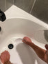 Peel and Stick Bathtub Mat, White Adhesive Vinyl Anti Slip with Drain Cut Out, 16" X 40"