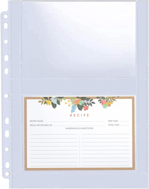 30 Pack 120 Pockets 4x6 Recipe Card Sleeves, 3 Ring Binder Protector Pages, Double Sided Refill Sheets
