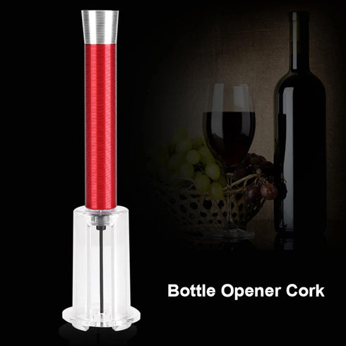 Air Pump Cork Remover, Pneumatic Corkscrew, Easy Air Pump Pressure Red Wine Bottle Opener, Black (Red)