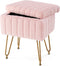 Sweetcrispy Vanity Stool Chair with Storage, 18.9H x 16L x 12.2W Ottoman