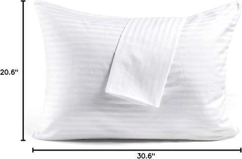 FAUNNA 600TC 100% Cotton Pillow Protectors - Queen Size (20x30), 4 Pack, Oeko-TEX Certified, White