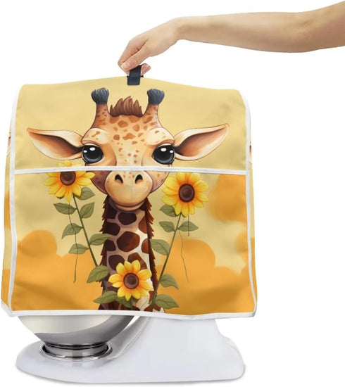 Upetstory Sunflower Giraffe Stand Mixer Cover Compatible with Kitchen 6 8 Quart Bowl Lift Kitchen Mixer Cover Kitchen Appliance Dustproof Covers with Accessories Pockets