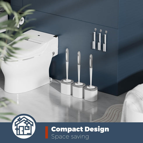 Holaloha 3 Pack Set 3 Toilet Brush, Toilet Brush and Holder Bathroom Accessories, Toilet Bowl Brush and Holder