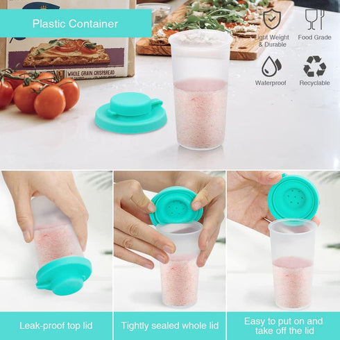 Sophico Small Salt and Pepper Shakers Set with Moisture Proof Sinlicone Lids, 4.5oz Mini Spice Shaker to go for Camping Travel Picnic Lunch Boxes (Mint & Grey, Medium & Large) by SOPHICO