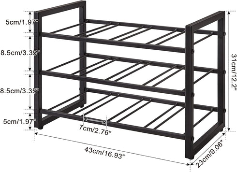 IBUYKE Stackable Wine Rack | 3 Tier Wine Storage Shelf for 12 Bottles | Inserts for Cabinet, Countertop, Pantry, Bar