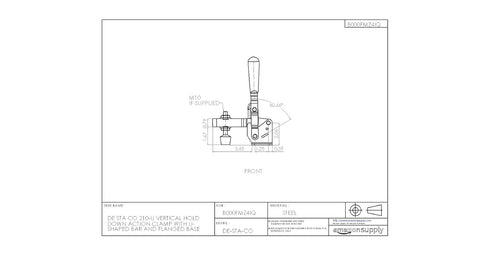 DE STA CO 210-U Vertical Hold Down Action Clamp with U-Shaped Bar and Flanged Base
