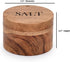 Acacia Wood Round Condiment Pot with Magnetic Swivel Lids, "Salt" Engraved for Kitchen Countertop, 3.5” x 3.5” x 2.5”