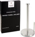 Paper Towel Holder with Side Rod, Stainless Steel, Easy Tear Dispenser for Home Kitchen Countertop Tabletop (Silver) by Steelware Central