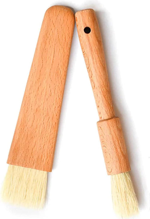 Angel s Peel Lounge Basting Brush, Wooden Handle Oil Brush for Cooking, Baking, BBQ Sauce, 2 Pcs