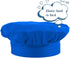 Kids Adjustable Cotton Apron and Chef Hat Set, Blue Kitchen Bib Aprons for Cooking Baking Painting