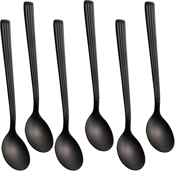 Espresso Spoons 6 PCS - 6.5 Inches Coffee Spoons with Anti-Slip Striped Handle, 18/8 Stainless Steel Set