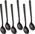 Espresso Spoons 6 PCS - 6.5 Inches Coffee Spoons with Anti-Slip Striped Handle, 18/8 Stainless Steel Set