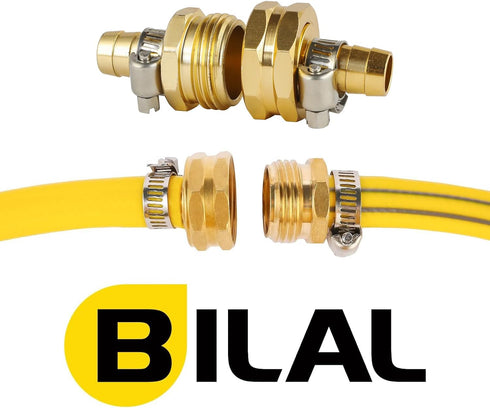 BILAL 3 Set 1/2" Fitting,1/2" 3/4" Garden Hose Repair Connector Kit with Clamps, Fit for Garden Hose Barb x GHT Garden
