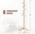 Haddockway Wooden Coat Rack Stand with 8 Hooks, New Zealand Pine Adjustable Coat Tree for Entryway, Hallway