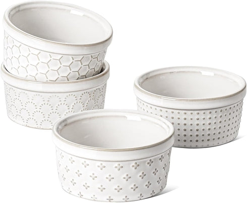 LE TAUCI 6 oz Ramekins, Oven Safe, Ceramic Baking Dishes for Creme Brulee, Set of 4